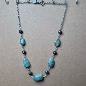 Emerald and black pearl necklace handmade one of a kind